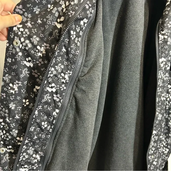 Woman Within Black Floral Removable Liner Rain Jacket - Picture 6 of 9